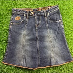 Team Jeans Oklahoma State Cowboys Womens Sz 10 Blue Denim Skirt OSU Logo SEC NWT